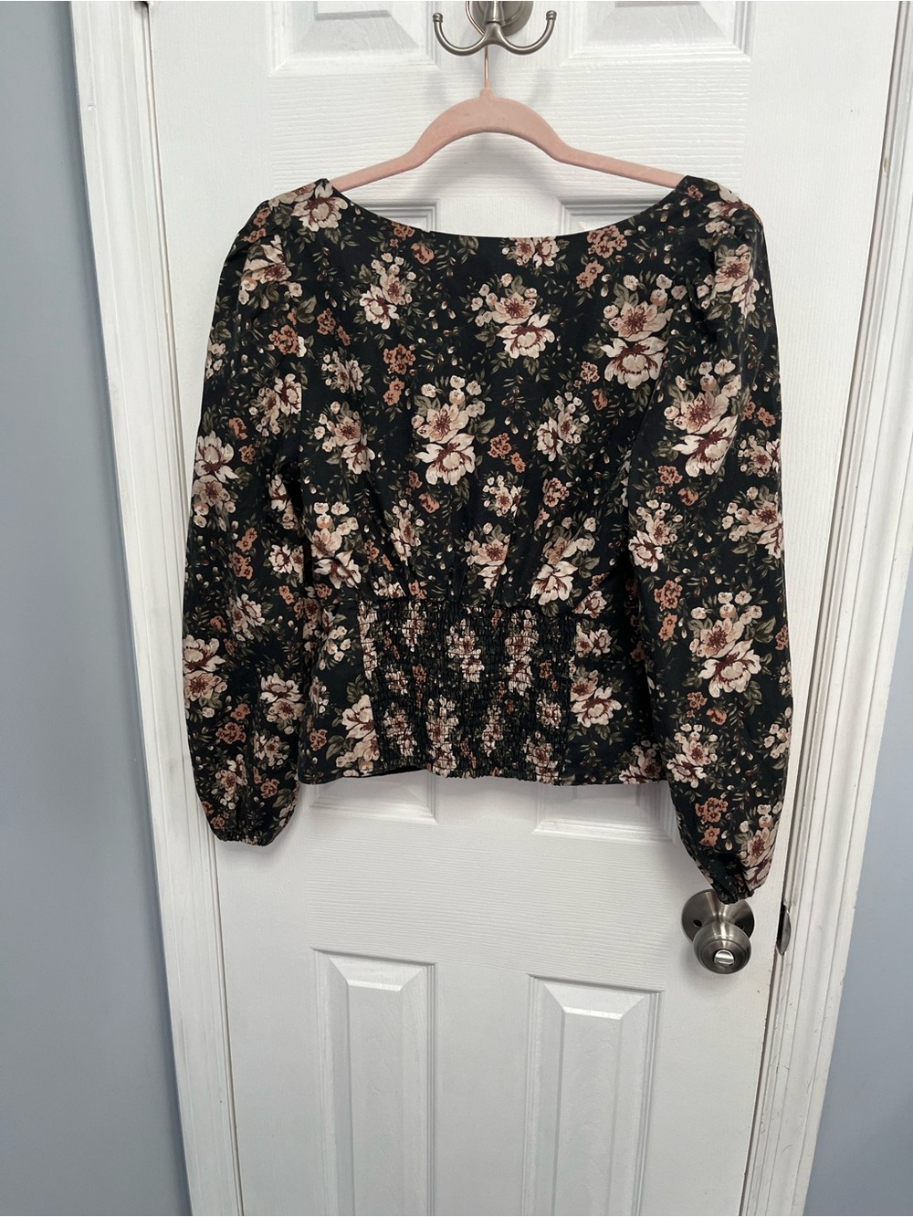 Abercrombie & Fitch Square Neck Blouse M Floral Balloon Sleeve Smock Feminine - Picture 10 of 15